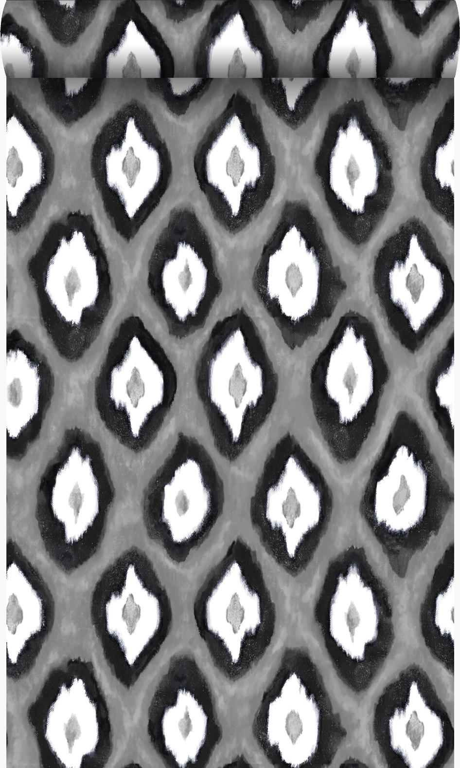 TAPETE Ikat-Motiv 53 cm x 10.05 m - Schwarz, Papier (53/1000cm) - Origin Wallcoverings