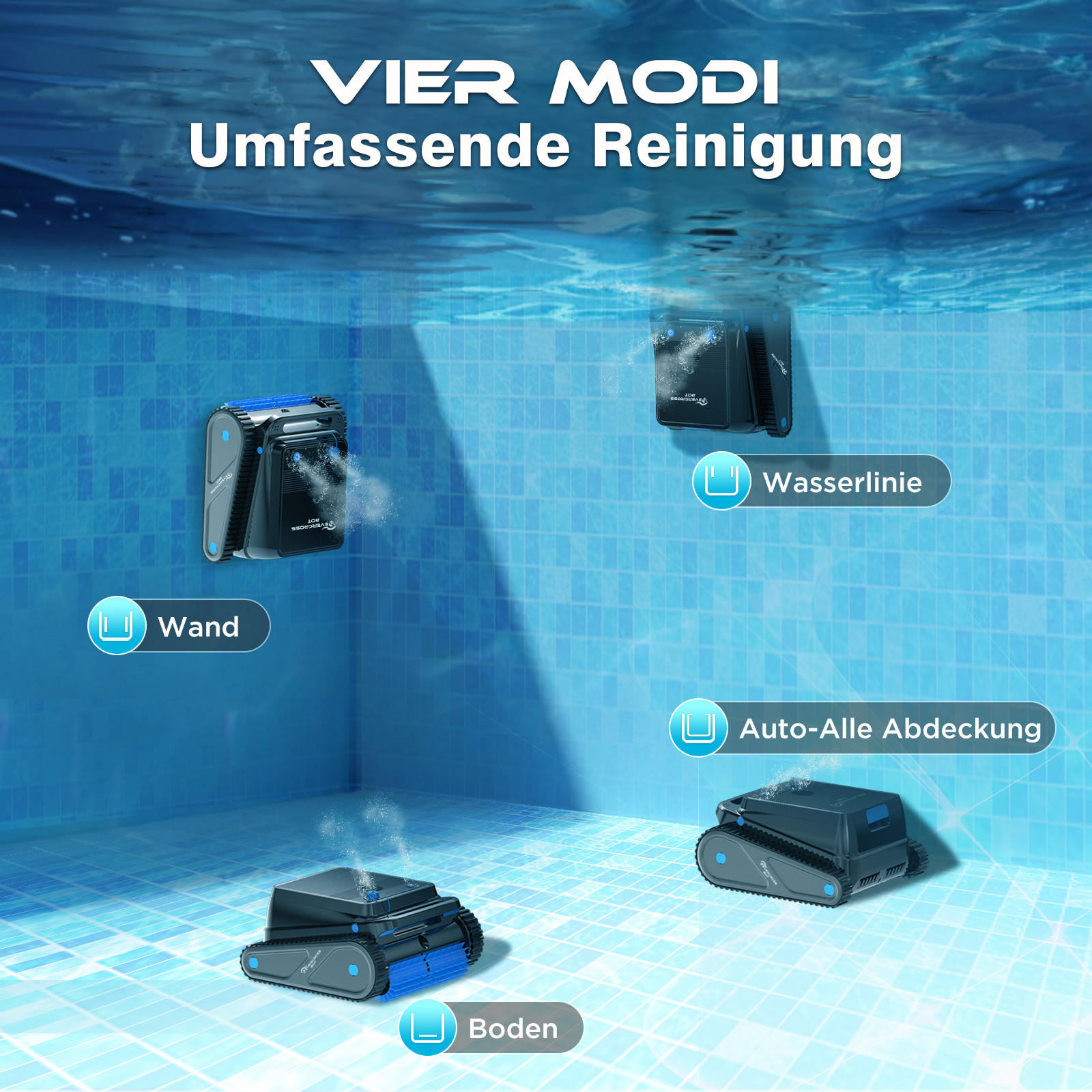POOLROBOTER U8 - Schwarz, Kunststoff (46.3/30.7/49.6cm) - EVERCROSS BOT