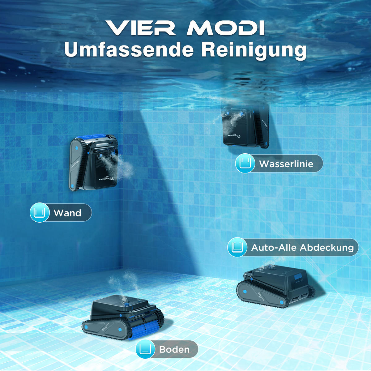 POOLROBOTER U8 - Schwarz, Kunststoff (46.3/30.7/49.6cm) - EVERCROSS BOT