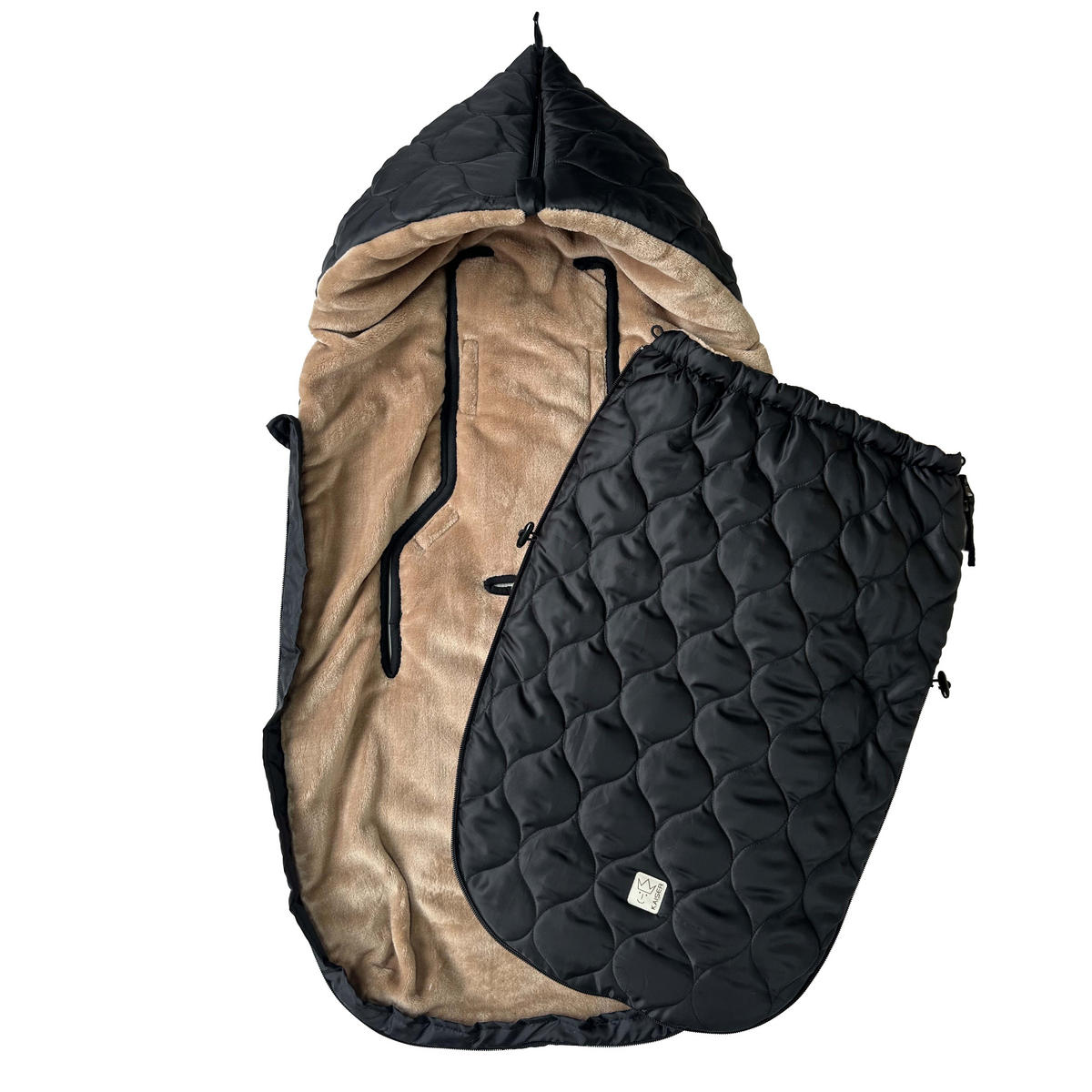 KINDERWAGEN-FUSSSACK Recy XL, black/light brown - Schwarz, Textil (44/7/95cm) - Kaiserbaby