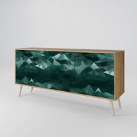 SIDEBOARD POLYGONAL FLOATING, Eicheneffekt, 164,5x42x77,5 cm, 3 Türen - Eichefarben/Buchefarben, Holzwerkstoff/Buchenholz (164.5/77.5/42cm) - SpaceRebels