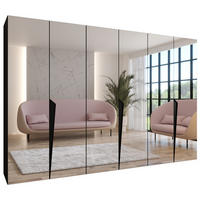 DREHTÜRENSCHRANK 202/300/52 6-türig - Schwarz, Holz/Metall (300/202/52cm) - Abiks Möbel