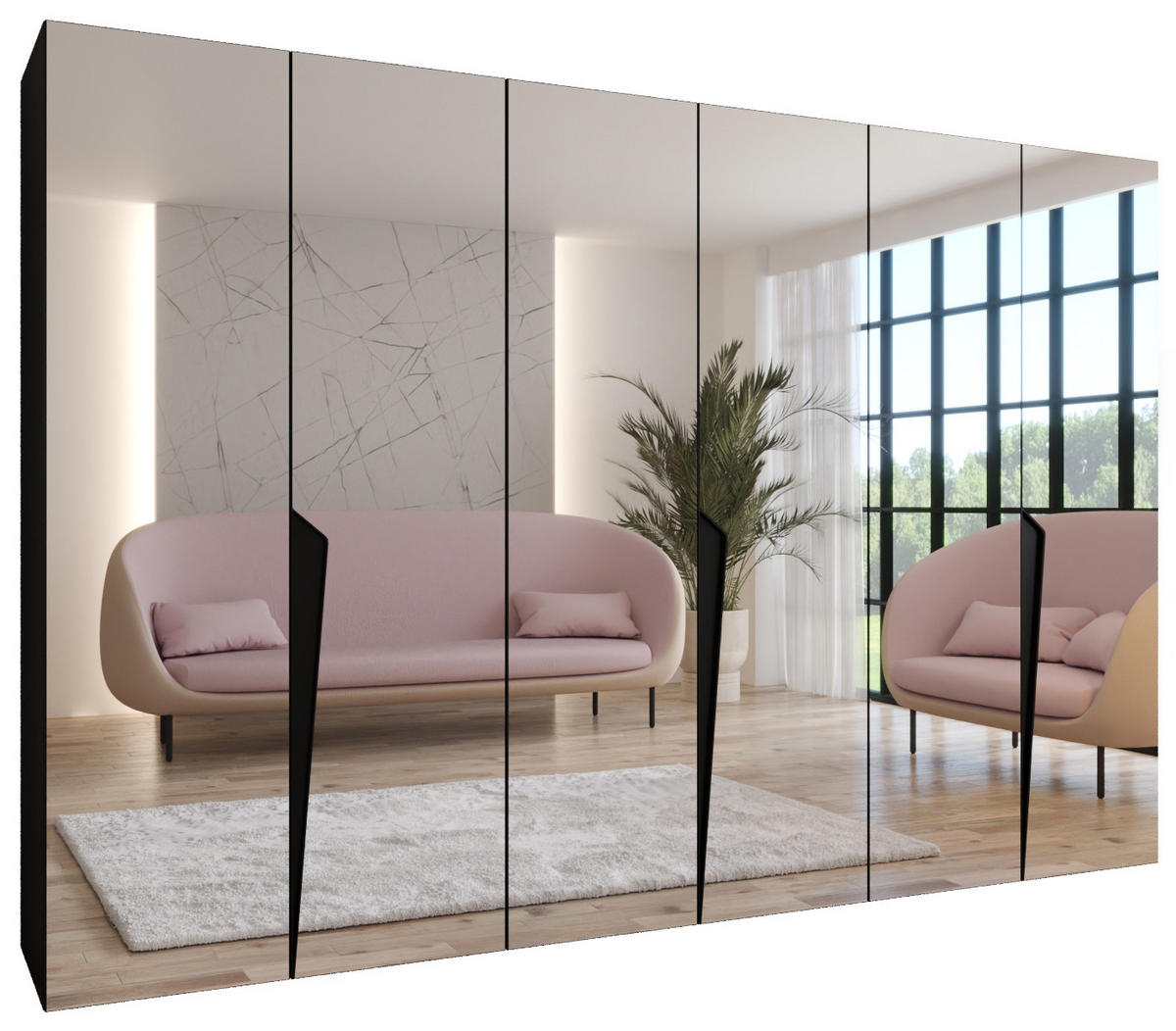 DREHTÜRENSCHRANK 202/300/52 6-türig - Schwarz, Holz/Metall (300/202/52cm) - Abiks Möbel