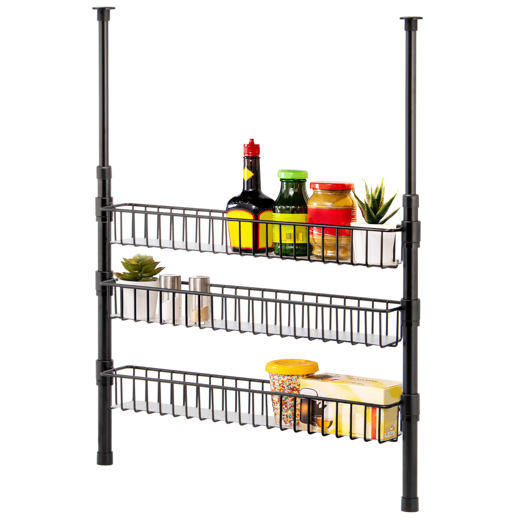 TELESKOP-GEWÜRZREGAL, schwarz, Metall - Schwarz, Metall (55/80/8cm) - bremermann