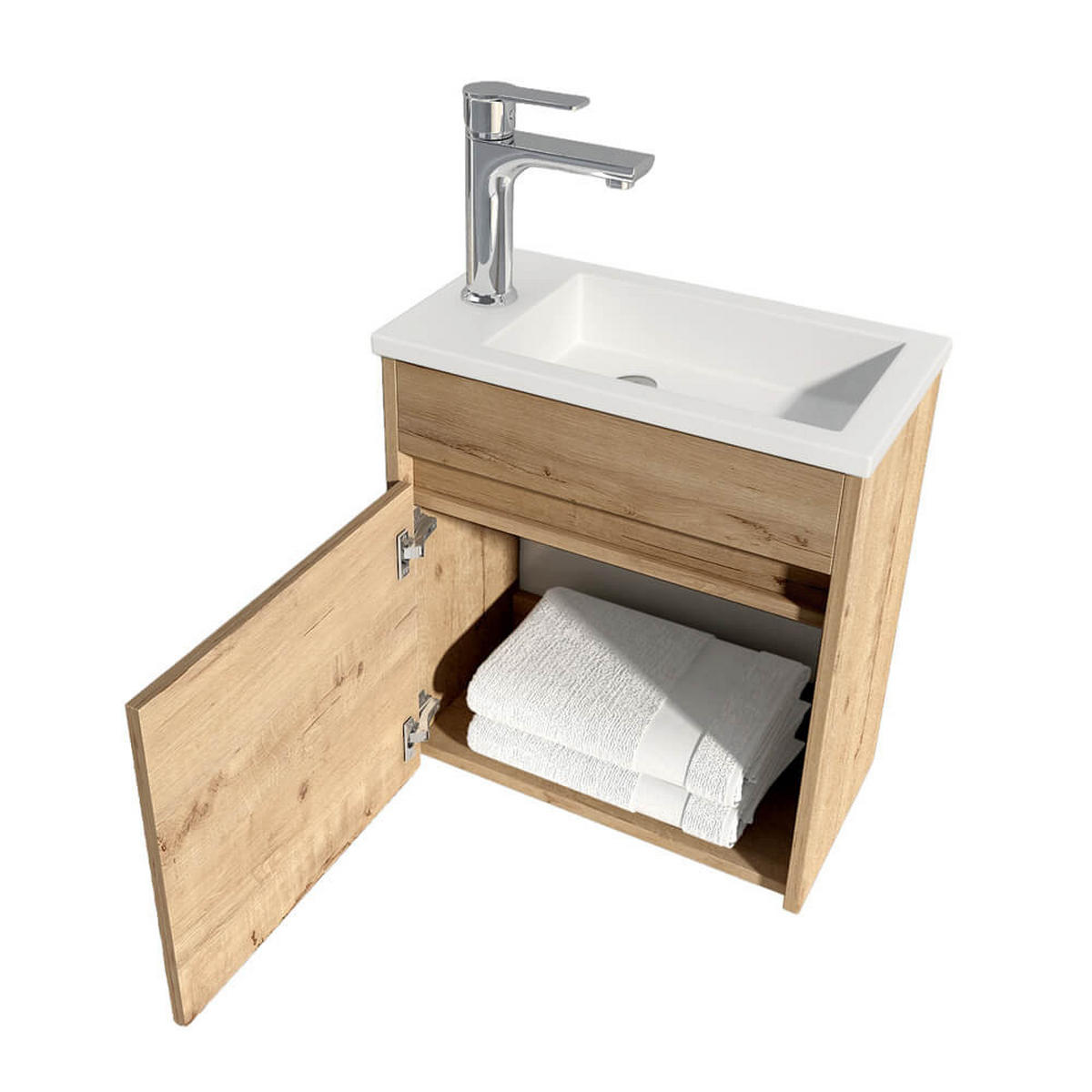 BADMÖBEL Komplettset BORKUM – Eiche - Eichefarben, Holzwerkstoff/Textil (45/48/25.5cm) - Home Deluxe