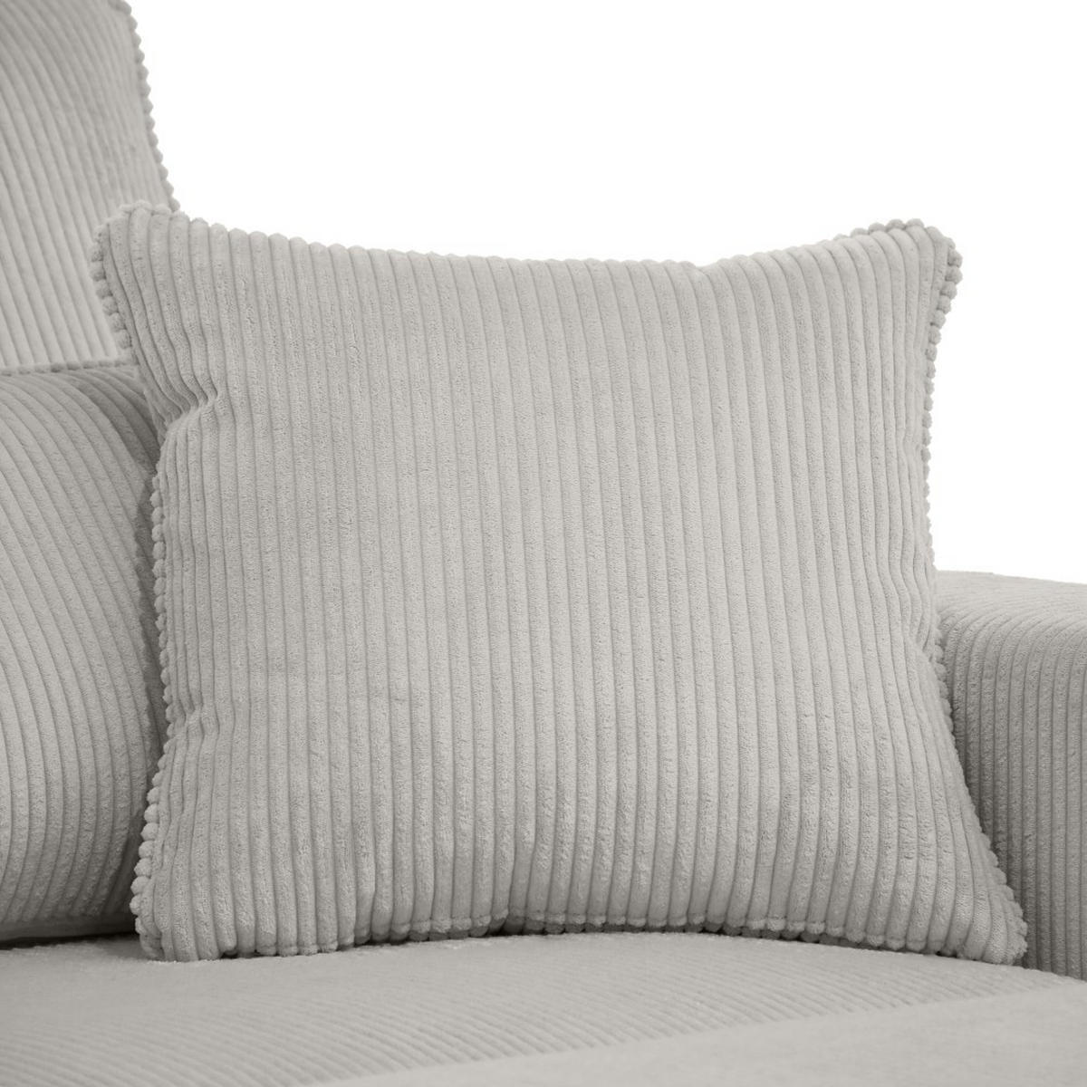 ECKSOFA Pablo ohne Schlaffunktion, mit abgerundeter Ottomane, rechts, Graubeige - Hellgrau, Textil (319/196cm) - Beautysofa