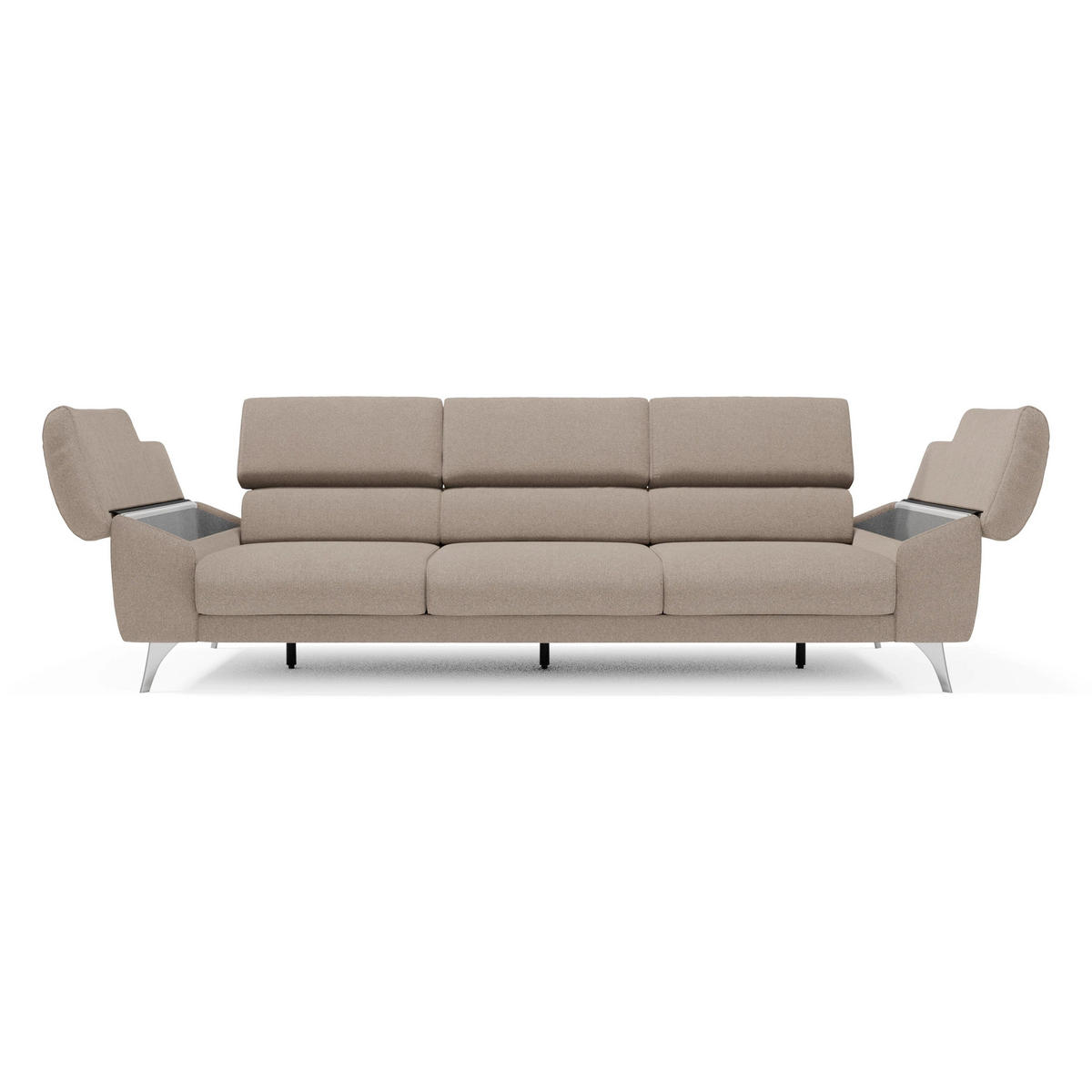 LINEARSOFA Donatello - Graubraun, Metall (265/76/102cm) - Divani.store