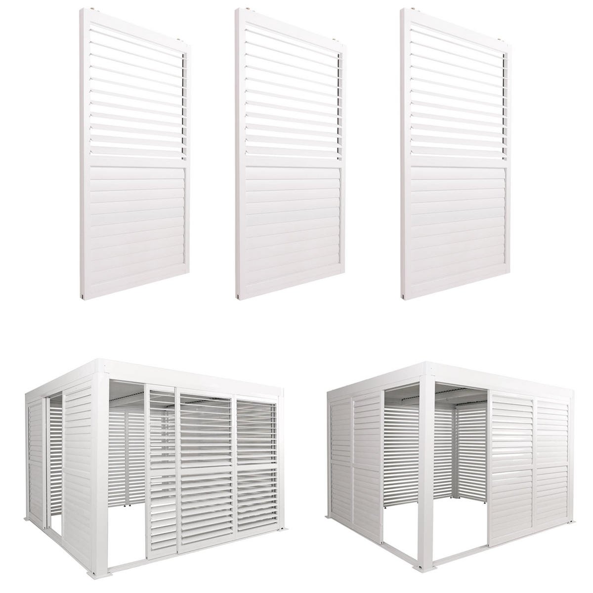 SCHIEBETÜR 3er-Set für Pergola 206x272cm Weiß - Weiß, Metall (272/206/11cm) - BERLINLODGE