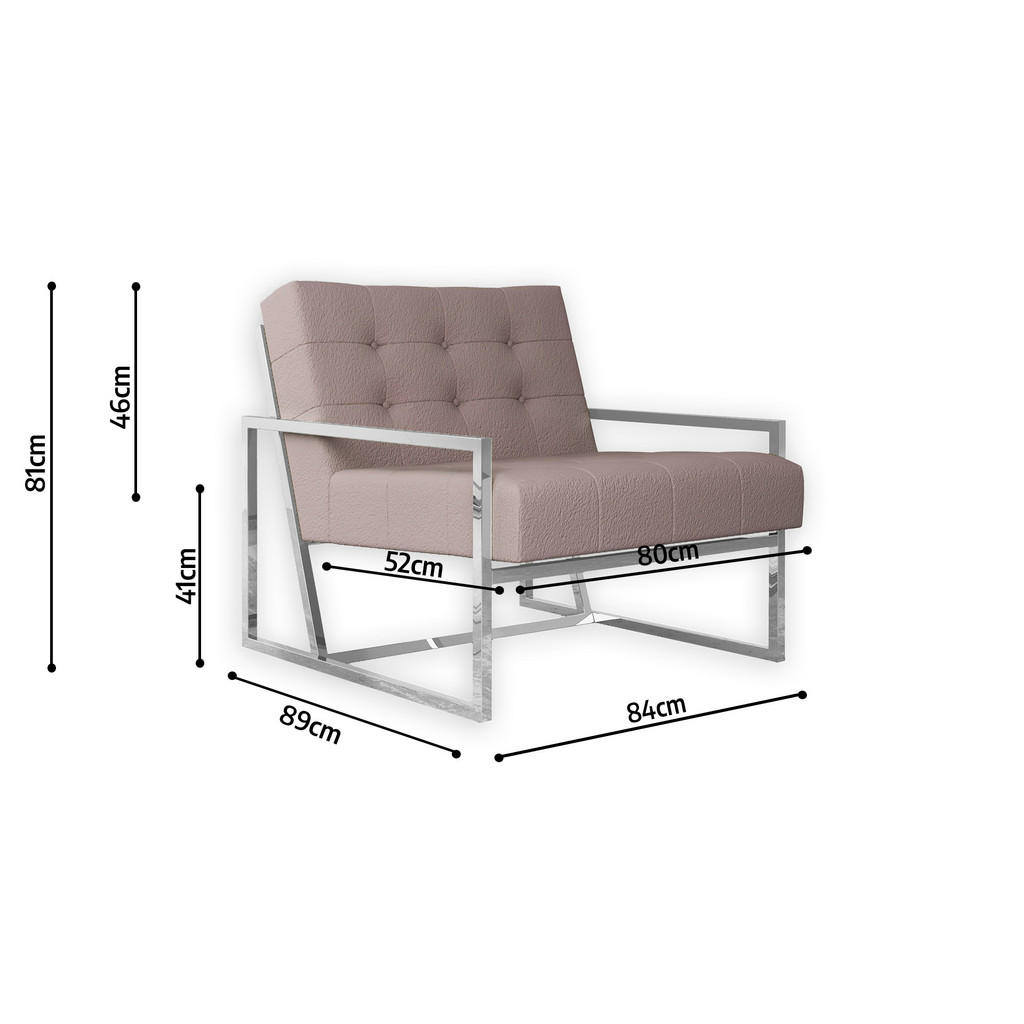 Thumbnail - S-Style Möbel Loungesessel, Pink, Silber, Textil, Echtholz,Buche, Birke, 1-Sitzer, Füllung: Polyetherschaumkern, 84x81x8...