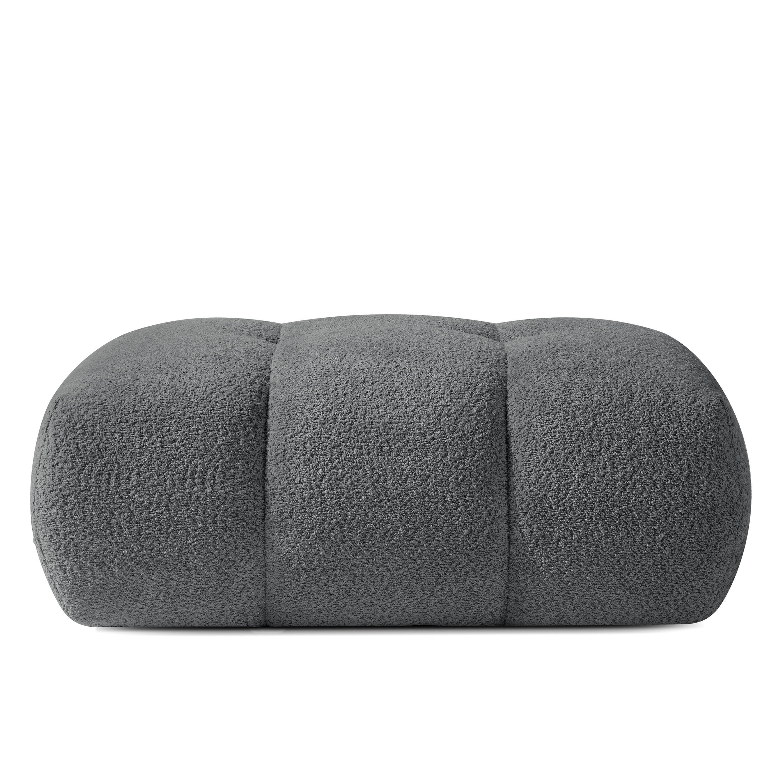 POUF LIRA, Dunkelgrau, Bouclé - Dunkelgrau, Holz/Holzwerkstoff (96/43/50cm) - KONSIMO®