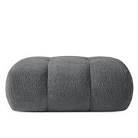 POUF LIRA, Dunkelgrau, Bouclé - Dunkelgrau, Holz/Holzwerkstoff (96/43/50cm) - KONSIMO®