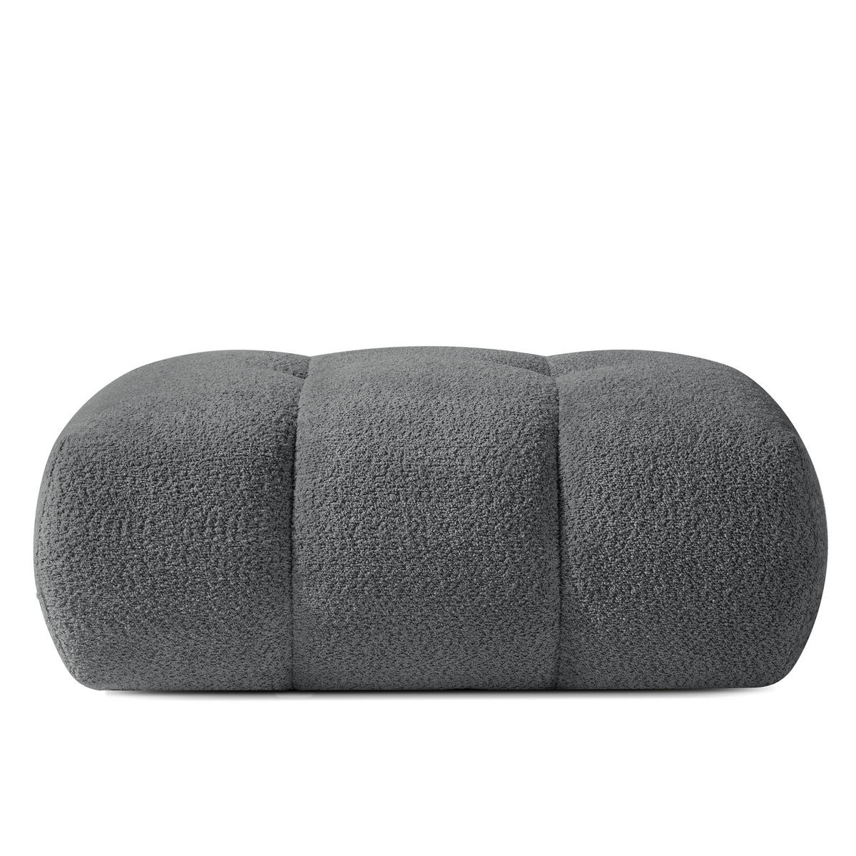 POUF LIRA, Dunkelgrau, Bouclé - Dunkelgrau, Holz/Holzwerkstoff (96/43/50cm) - KONSIMO®