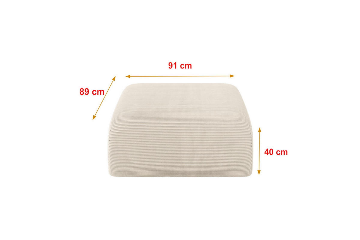 POUF MIRA-PUF 91x89x40 Beige cm Cord Modular Sitzhocker - Sandfarben/Beige, Holzwerkstoff/Kunststoff (91/40/89cm) - ALTDECOR