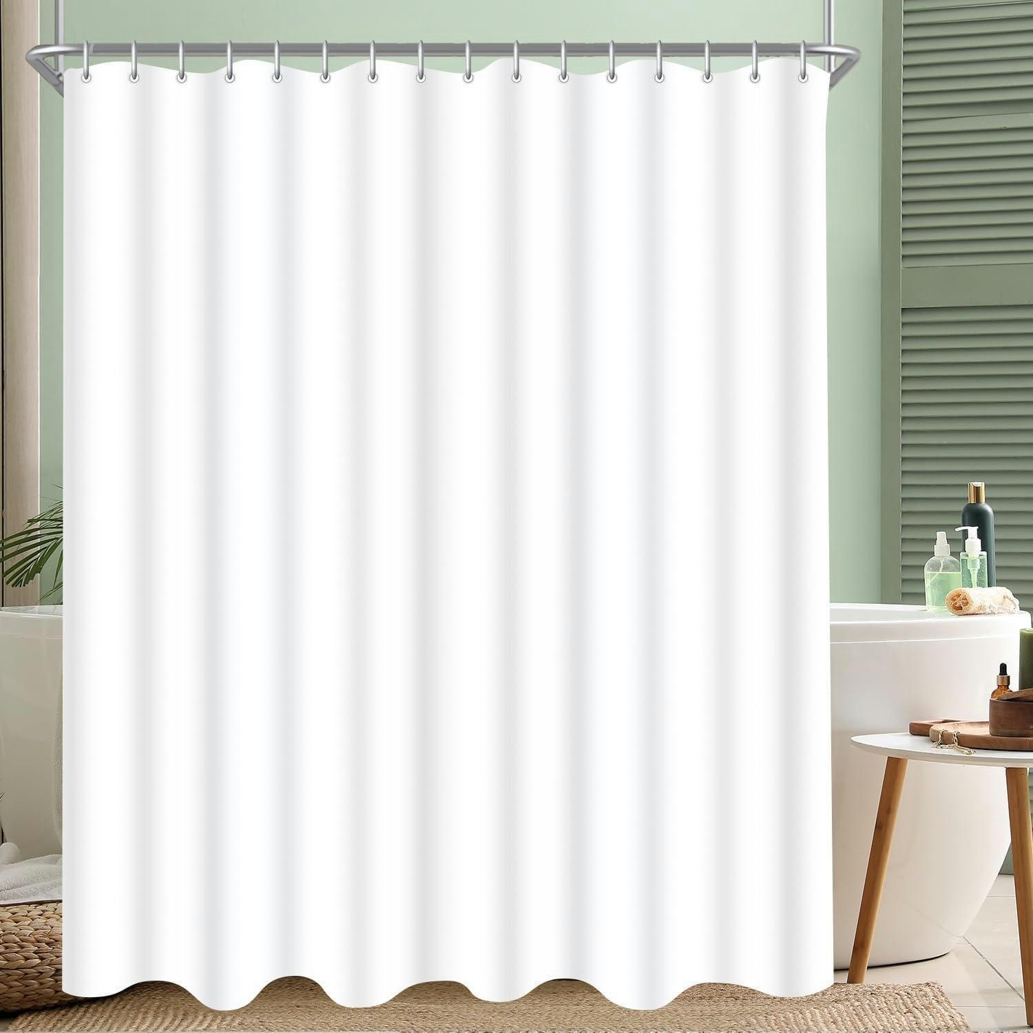 DUSCHVORHANG 280 x 200 cm Reinweiß Wasserabweisend Beschwerter Saum - Weiß, Textil (280/200cm)