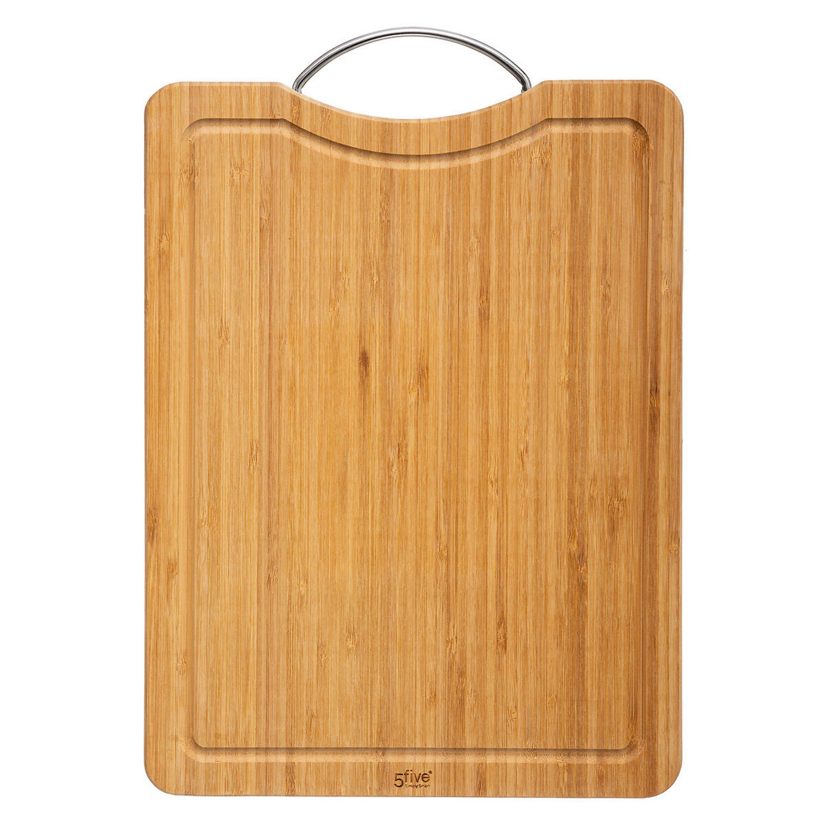SCHNEIDEBRETT mit Tragegriff, Bambus, Metall, Braun, 42 x 30 cm - Braun, Holz (30/42cm) - 5five Simply Smart