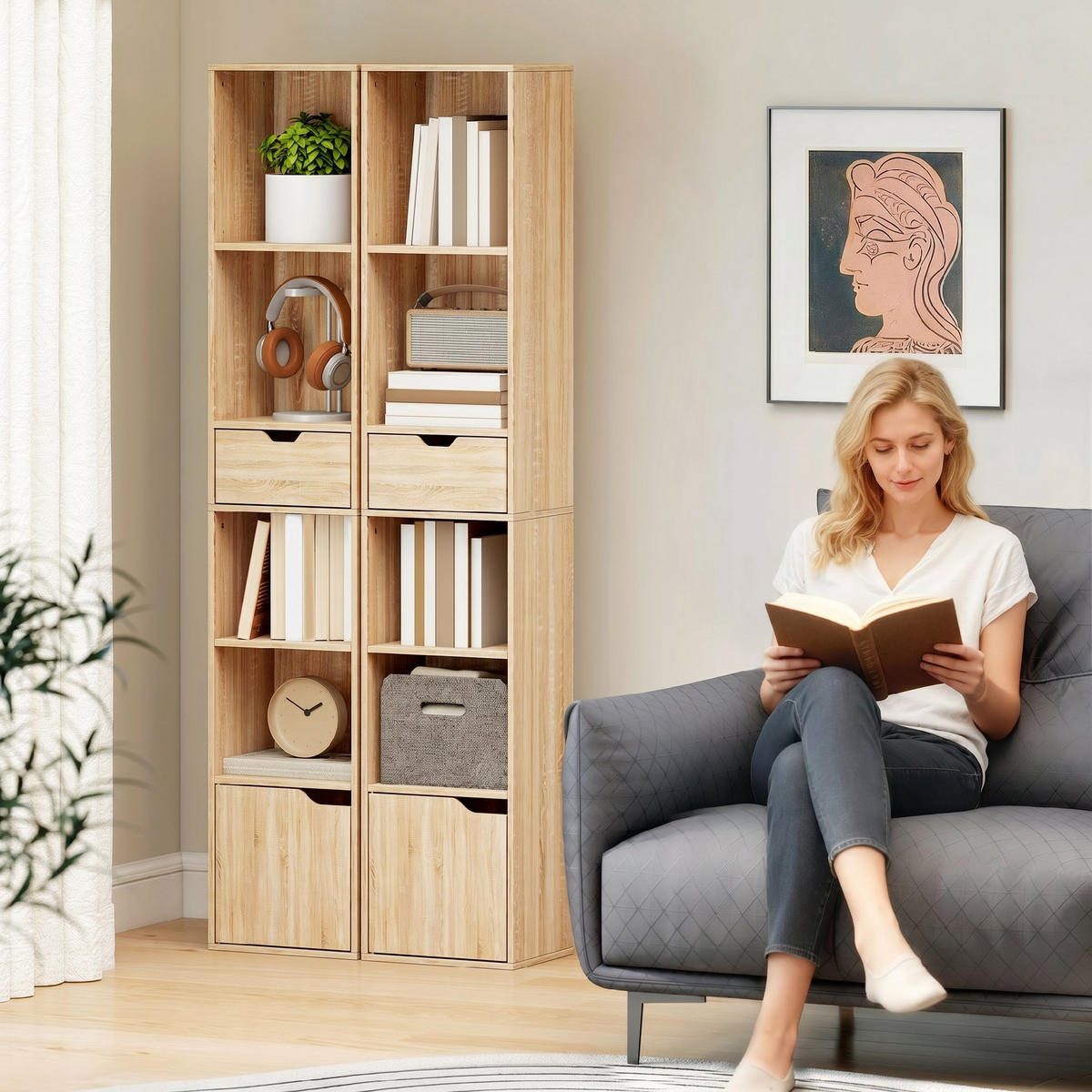 BÜCHERREGAL 30/24/158 cm natur - Naturfarben, Karton (30/158/24cm)