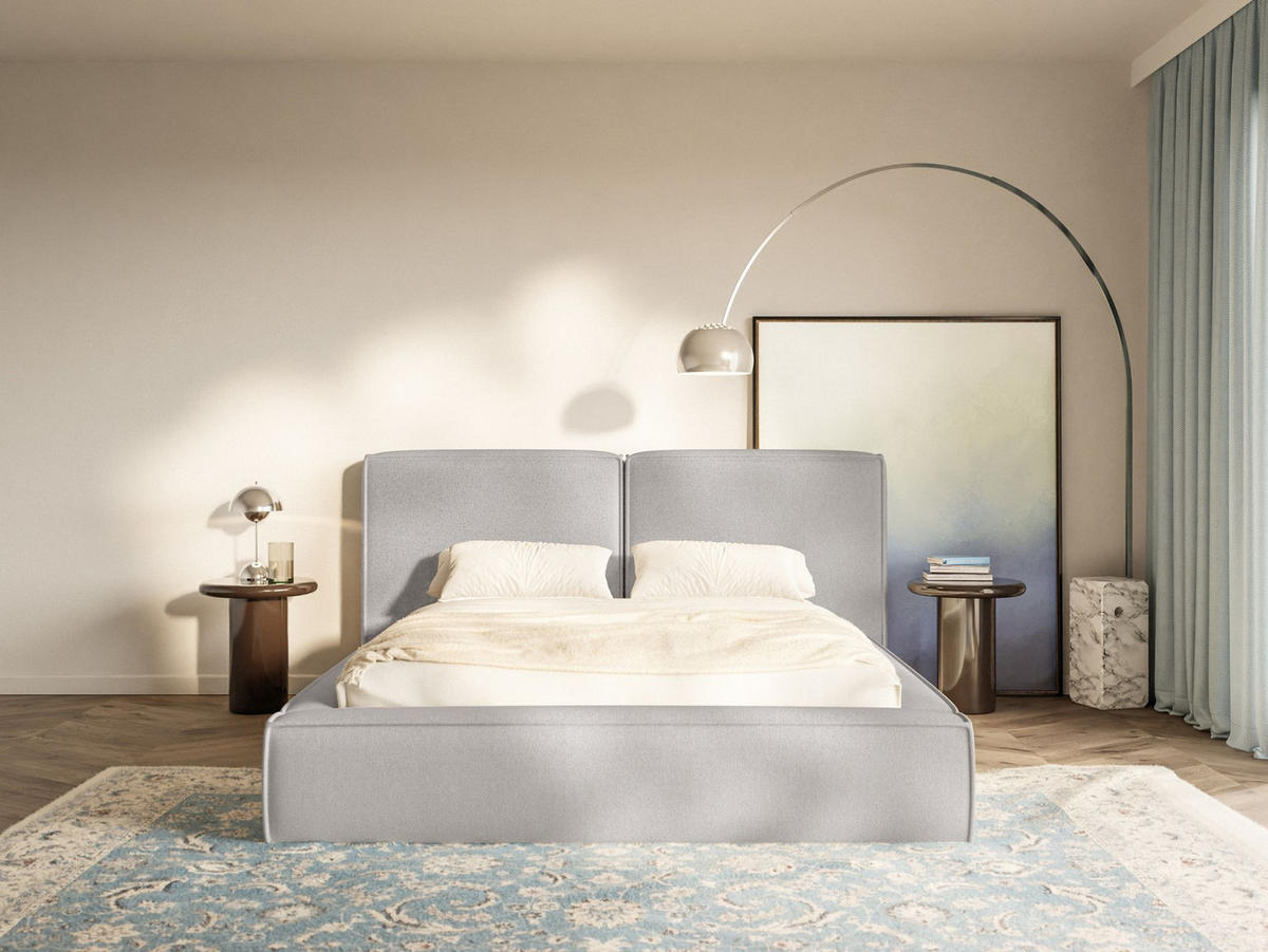 POLSTERBETT Tilves Hellgrau 140x200 cm - Hellgrau/Schwarz, Kunststoff/Textil (140/200cm) - Selsey