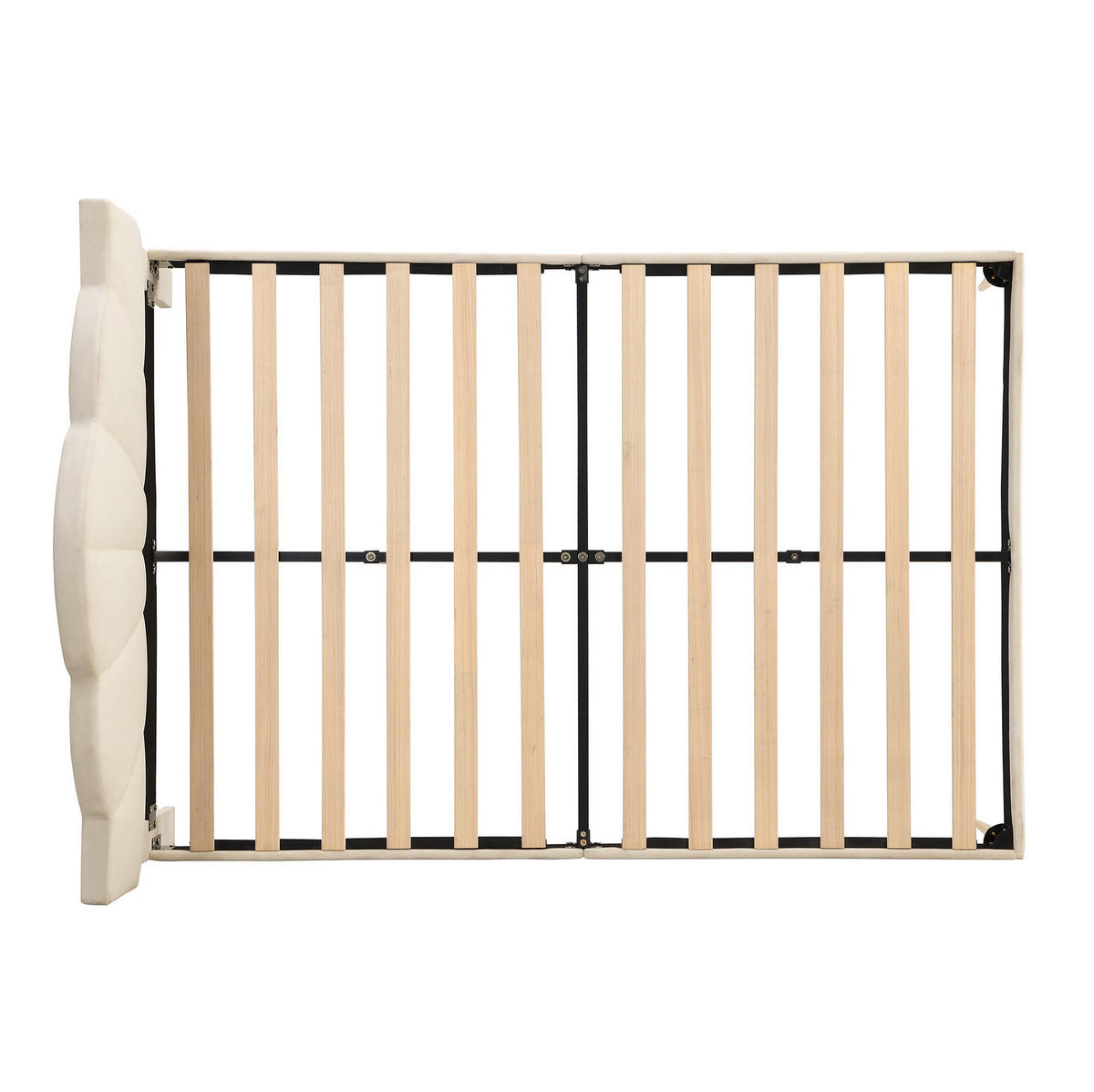 POLSTERBETT aus Samt 140x200 cm in Beige mit verstellbarem Kopfteil - Beige, Textil (140/200cm) - Modfu