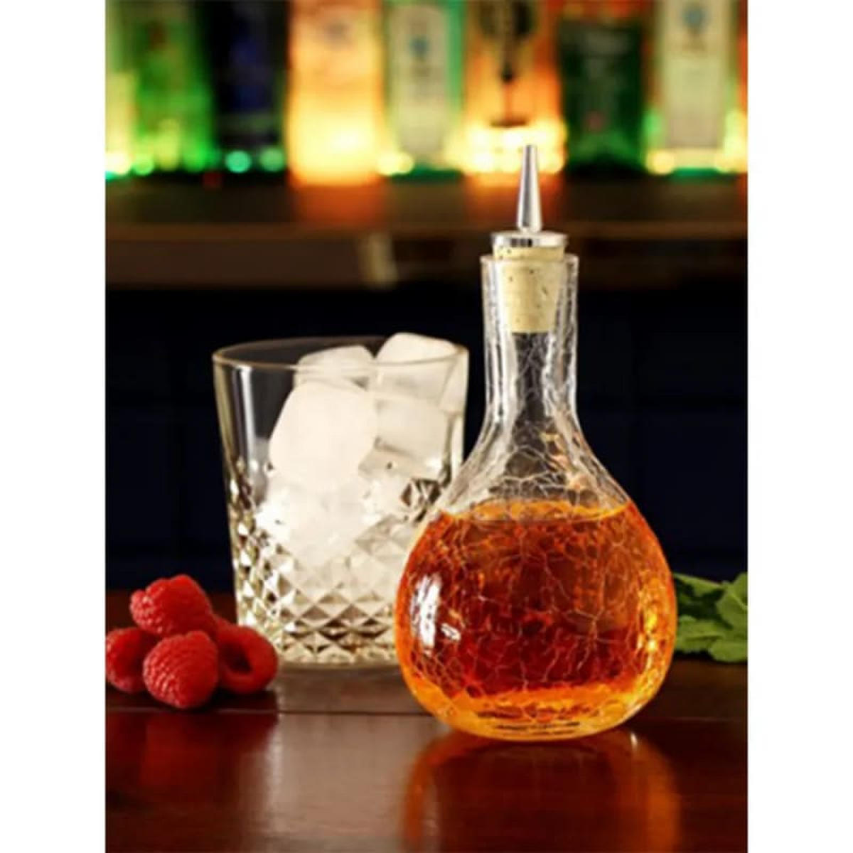 BITTERFLASCHE Craquelé Glas, 285 ml, verchromter Ausgießer - Klar, Glas (9.5/18.5/9.5cm) - ich-zapfe