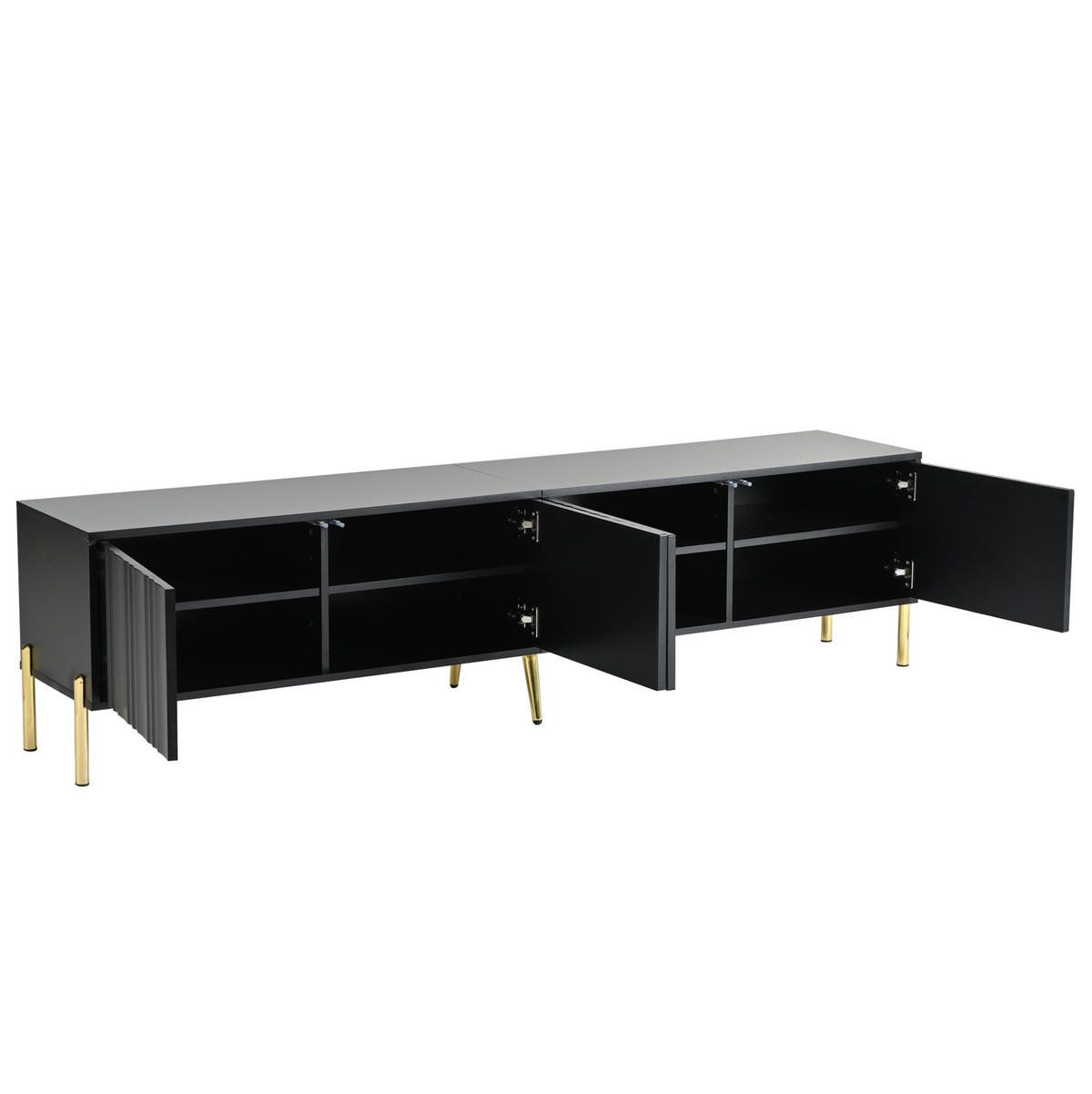 TV-SCHRANK mit 4 Türen 190 x 38 x 48 cm Schwarz - Schwarz, Holzwerkstoff (38/48/190cm) - Beauniv