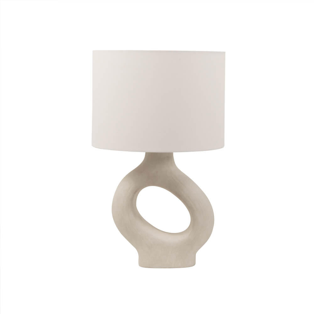 TISCHLAMPE LOLA - Beige, Große Tischlampe - Beige, Kunststoff/Textil (35.5/35.5/58cm) - Home Deluxe