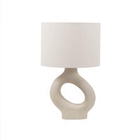TISCHLAMPE LOLA - Beige, Große Tischlampe - Beige, Kunststoff/Textil (35.5/35.5/58cm) - Home Deluxe
