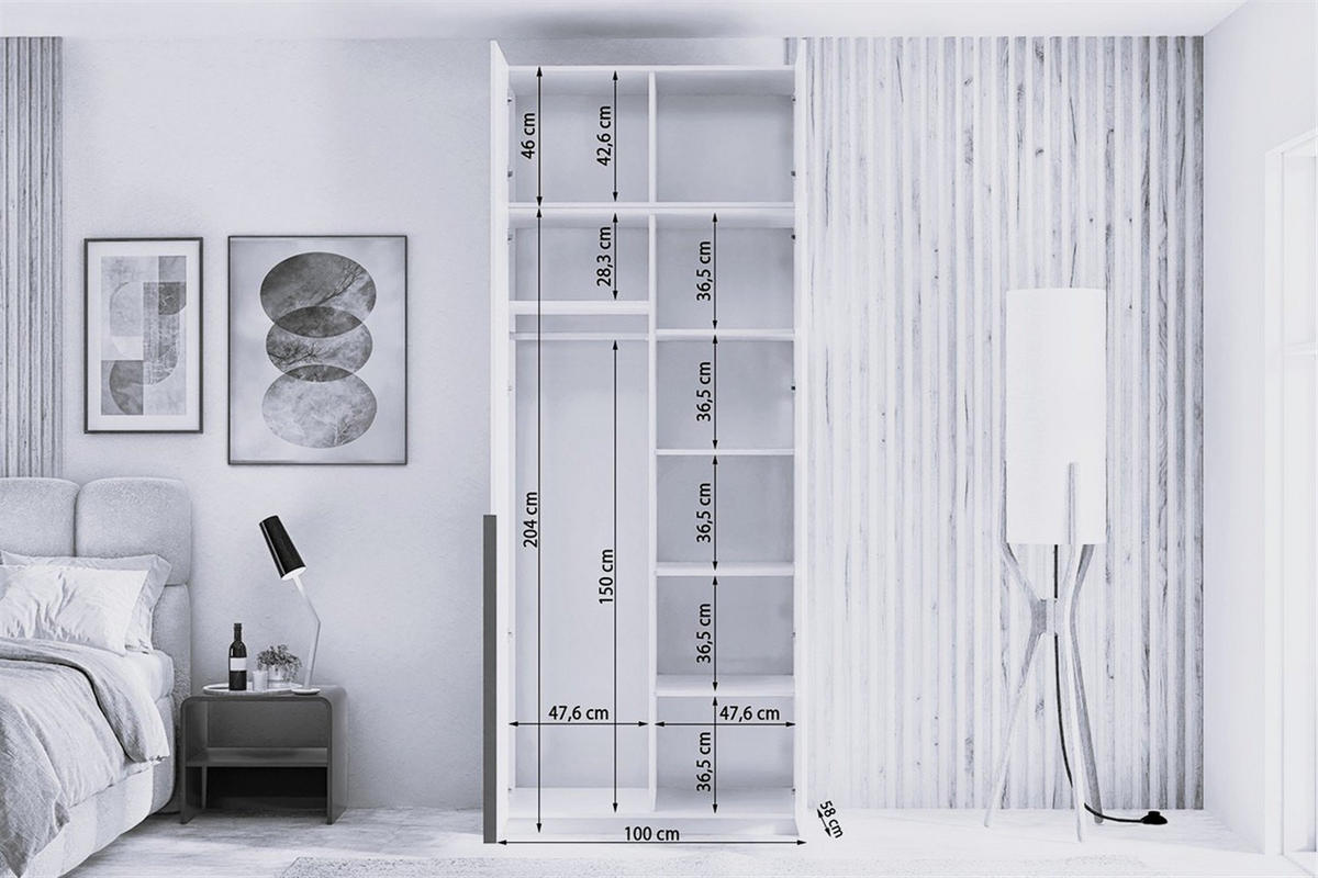DREHTÜRENSCHRANK AMARA 100/250/58cm 2-türig Kaschmir - Kaschmir/Goldfarben, Holzwerkstoff (100/250/58cm) - MASSENO