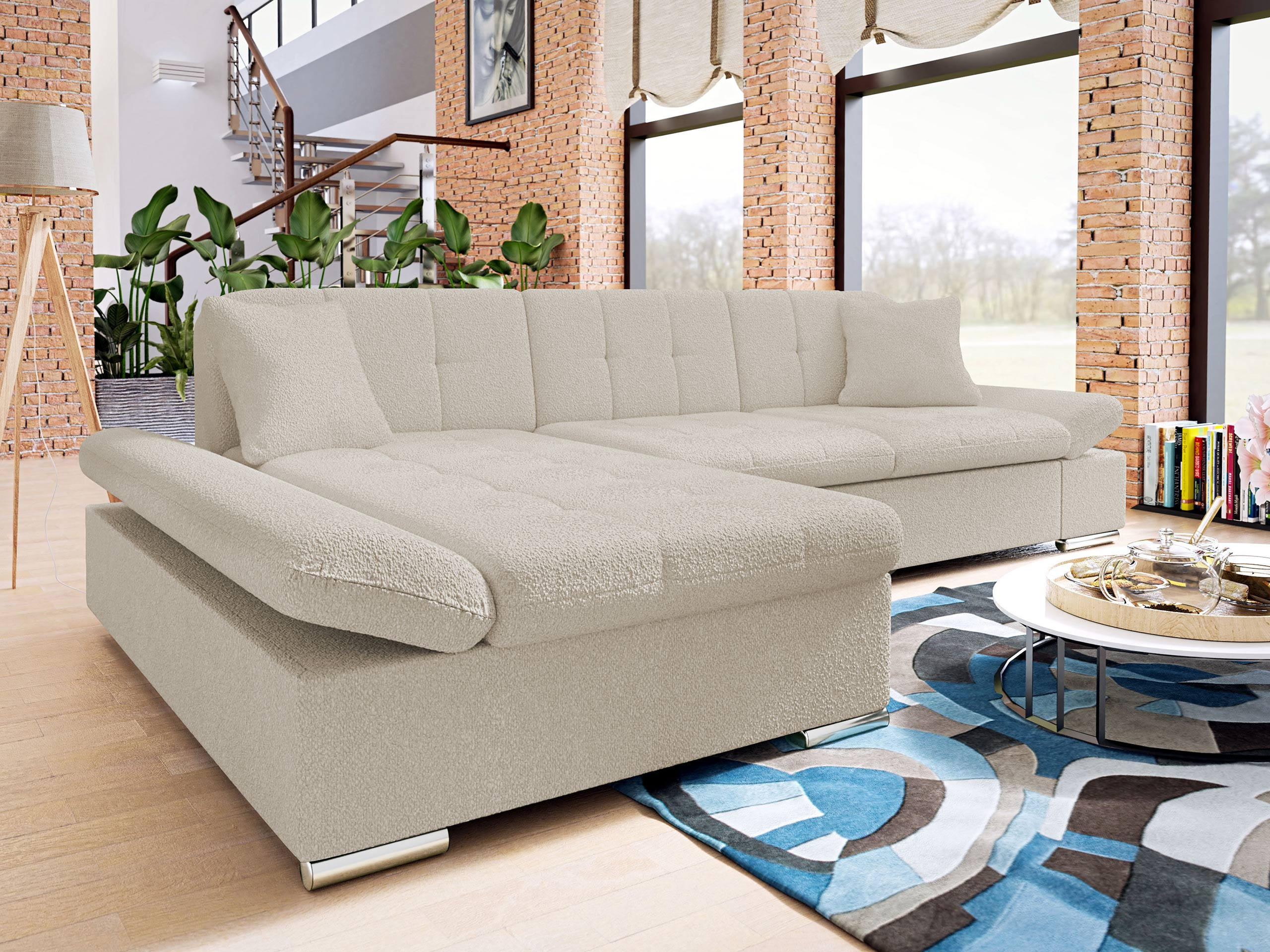 Thumbnail - Mirjan24 Ecksofa, Hellbraun, Textil, 5-Sitzer, links montierbar,Rechteckig, 278x161 cm, Wohnzimmer, Sofas & Couches, Woh...