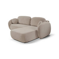 ECKSOFA AMICO R-S Beige Geflochtener Stoff mit Schlaffunktion - Beige, Holz (248/174cm) - MASSENO