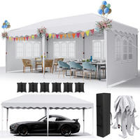 PAVILLON 3x6 m Wasserdicht Höhenverstellbar mit 6 Seitenteilen Weiß - Weiß, Textil (300/270/600cm)