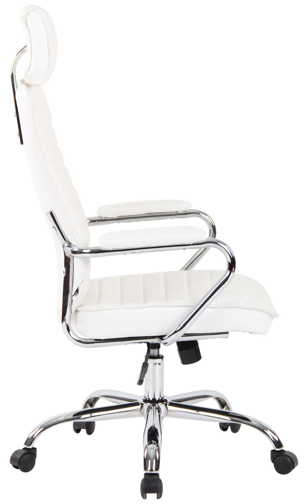 CHEFSESSEL Echtleder Weiß - Chromfarben/Weiß, Leder/Metall (59/117/57cm) - CLP