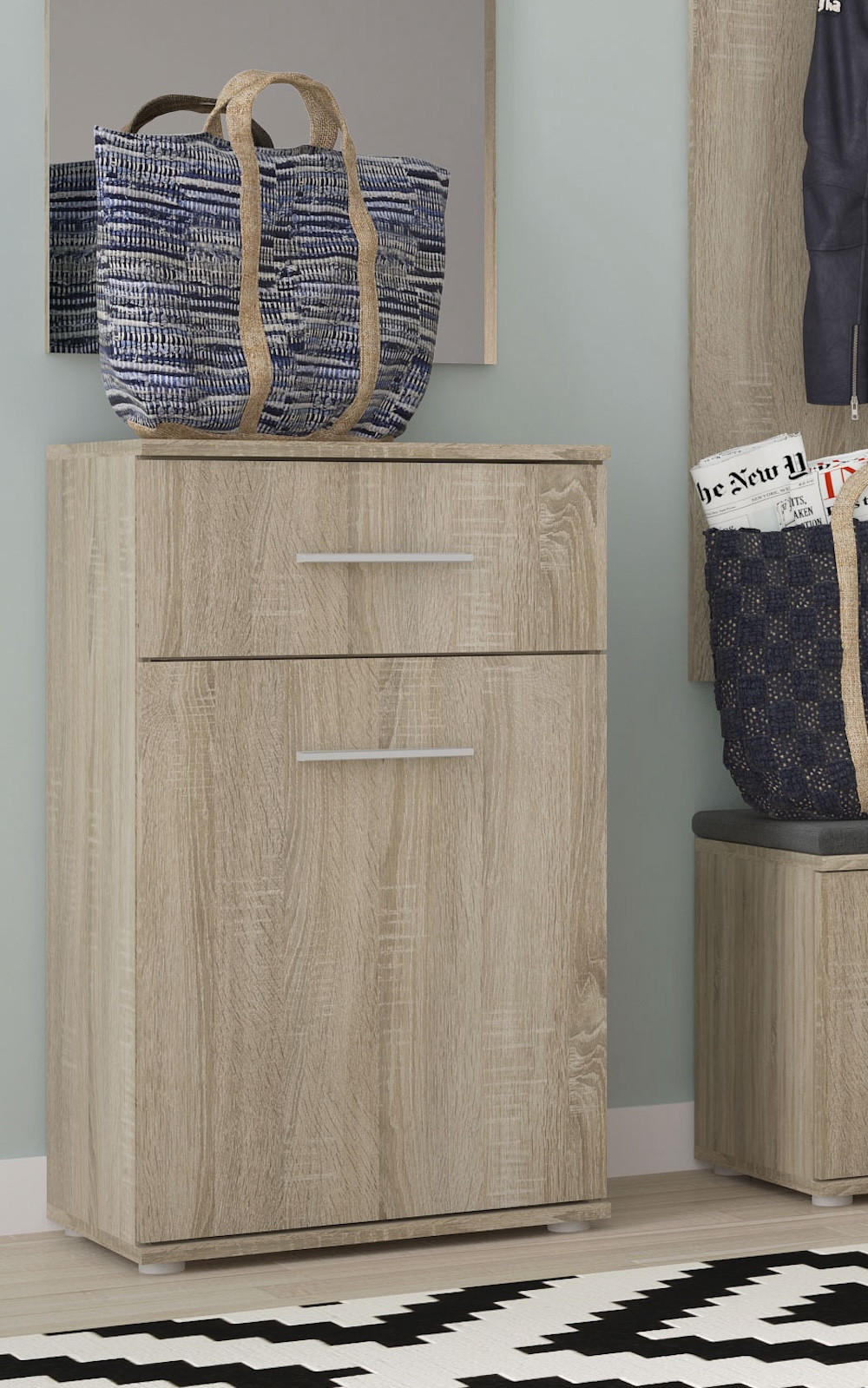 KOMMODE Gemini Eiche Sonoma 50 / 35 / 86,5cm - Braun/Sonoma Eiche, Holz/Holzwerkstoff (50/86.5/35cm) - Feldmann-Wohnen