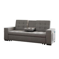 SCHLAFSOFA Noho in Grau 3-Sitzer aus Polyester - Grau, Holz (203/85/86cm) - Concept Usine