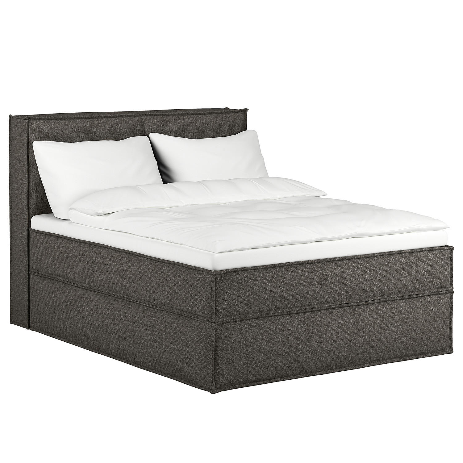 BOXSPRINGBETT mit Kopfteil - Premium - Braun, Textil (140/200cm) - home24
