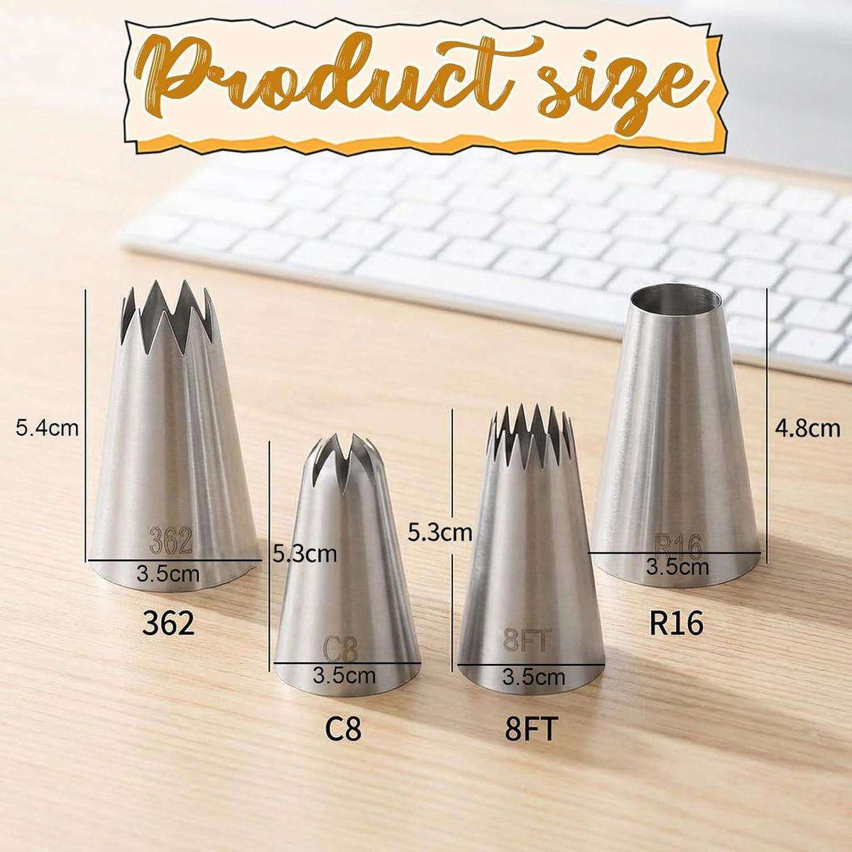 SPRITZTÜLLEN 4er Set Edelstahl Groß - Silberfarben, Metall (3.5/3.5/5.4cm)