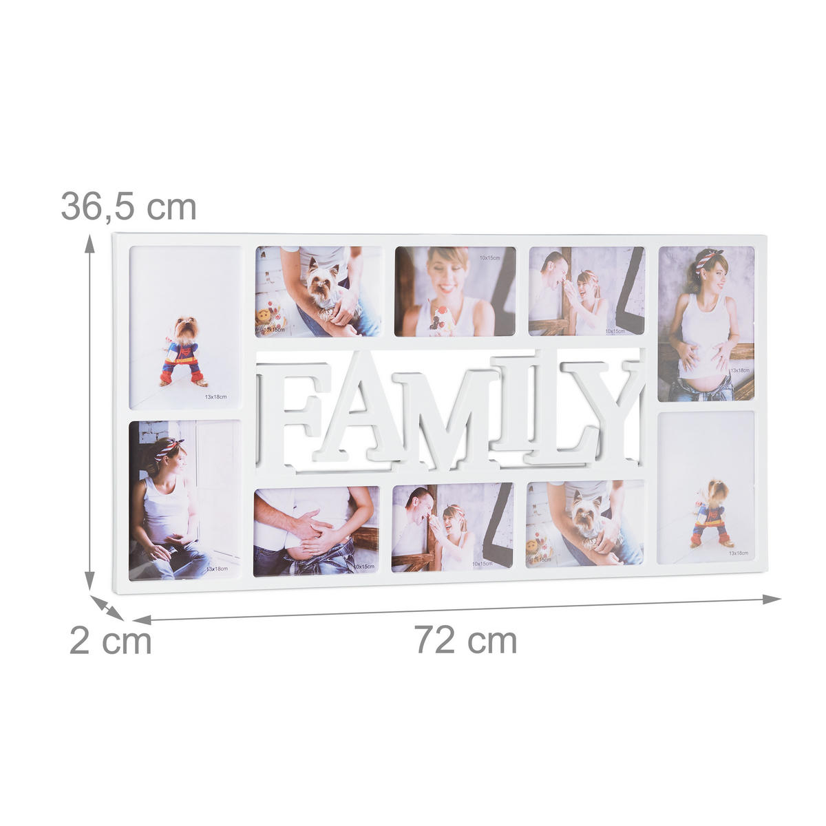 BILDERRAHMEN Familie - Weiß, Wellpappe/Kunststoff (72/36.5/2cm) - Relaxdays