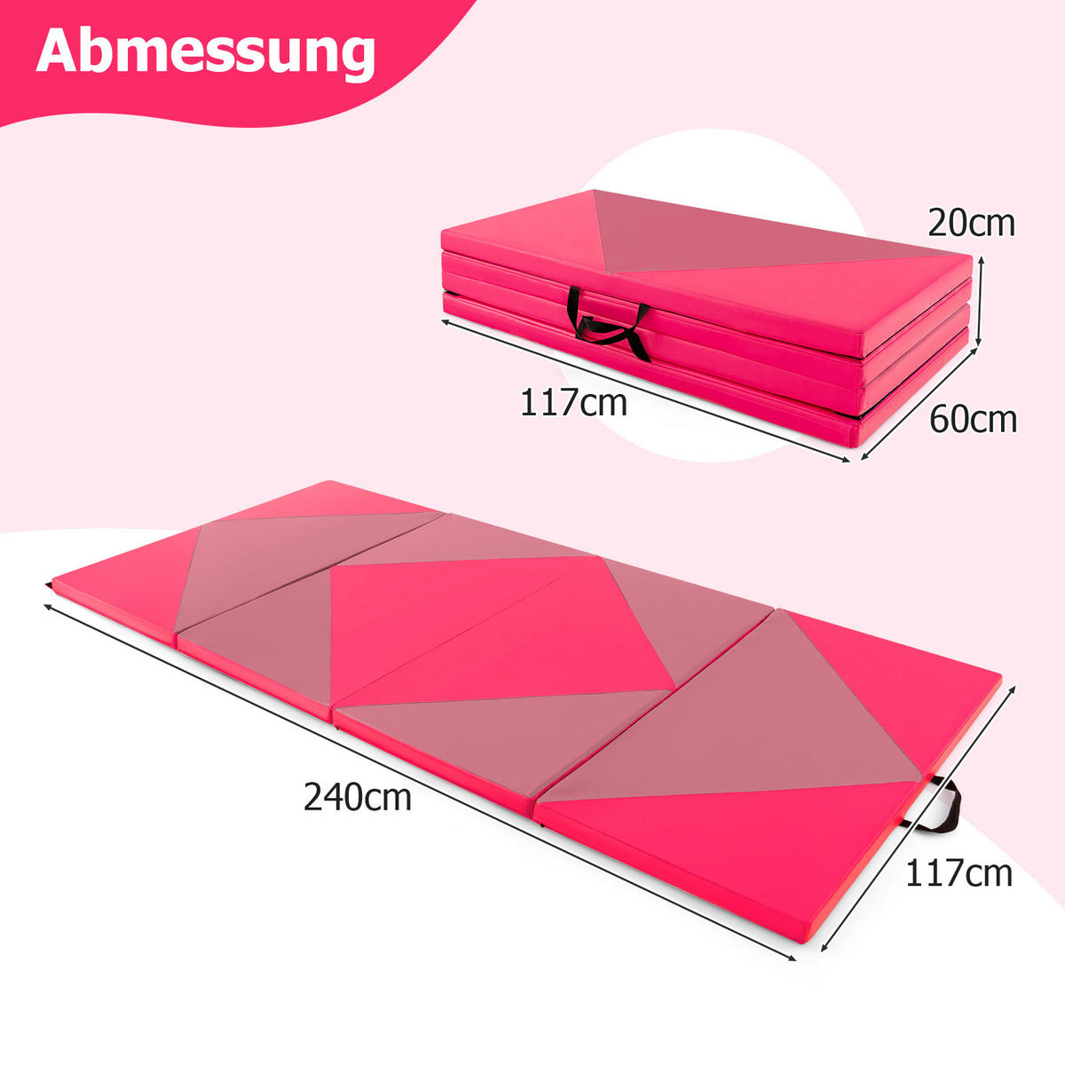 SPORTMATTE Rosa - Pink/Altrosa, Leder (120/240cm) - COSTWAY