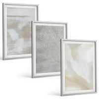 BILDER SET 3er Set - 40x60 cm Silberner Rahmen - Abstraktes modernes Design - Silberfarben, Kunststoff (40/60cm) - TULUP