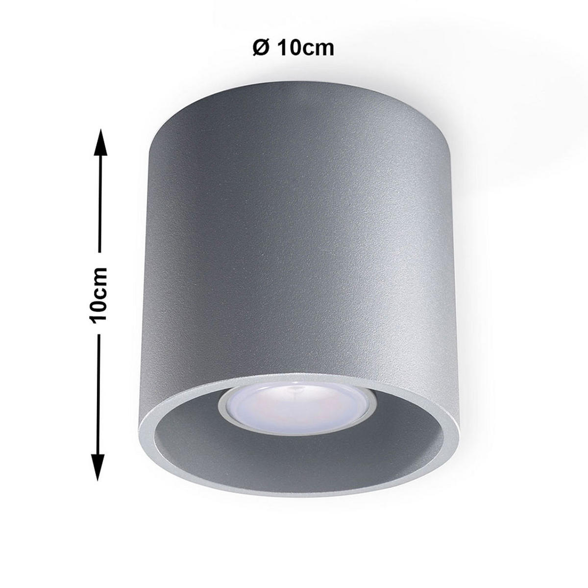 AUFBAULEUCHTE Aluminium Grau Rund - Grau, Metall (10/10/10cm)