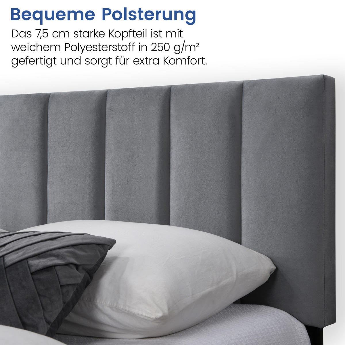 POLSTERBETT mit Lattenrost 140x200 cm Grau - Grau, Textil (140/200cm) - Home Collective