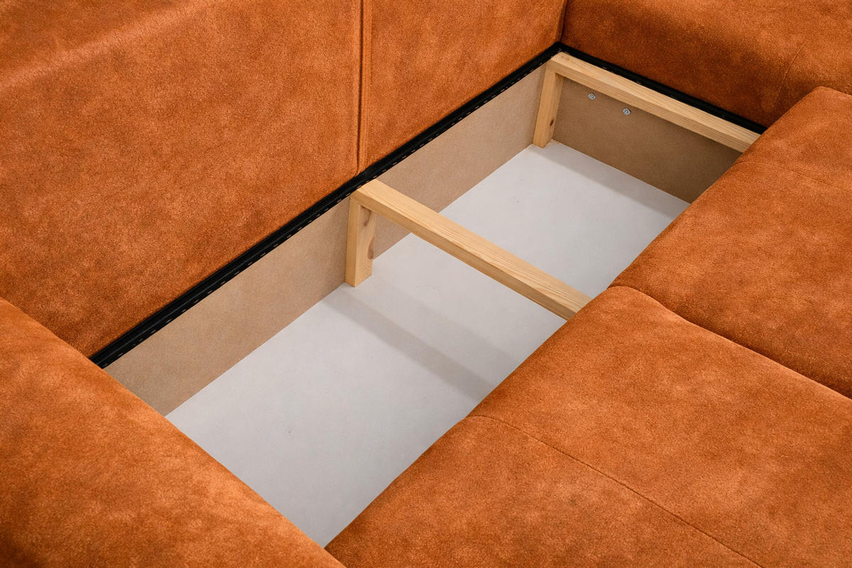 ECKSOFA Mit Schlaffunktion Und Bettkasten, Sofa L-Form Bingo L, Veloursstoff Salvador, Braun, Rechts - Braun, Holz (250/142cm) - Kaiser Möbel