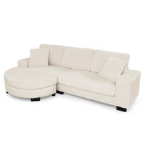 ECKSOFA 256,5/133,5/89 cm beige aus Schaumstoff mit Wechselhocker - Beige, Kunststoff (133.5/256.5cm) - OKWISH