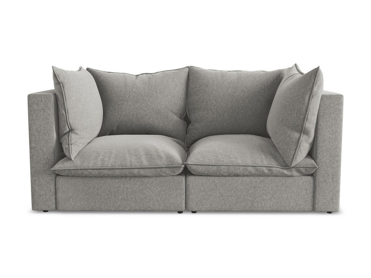 2-SITZER SOFA Samt Stoff Grau - Schwarz/Grau, Holzwerkstoff/Kunststoff (180/77/90cm) - Makamii
