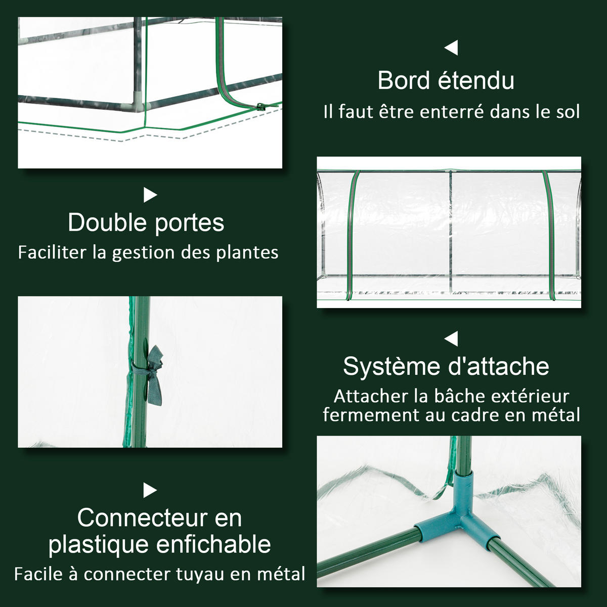 GEWÄCHSHAUS DE-11913 mit Reißverschlusstür & PVC-Bache Transparent - Transparent, Kunststoff (100/80/200cm) - ComfortXL