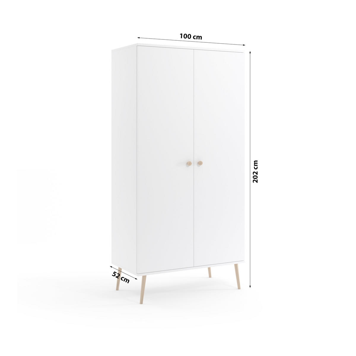 KLEIDERSCHRANK Schrank Kriml Weiß 180x202 cm - Weiß, Holz (52/202/180cm) - Fedve