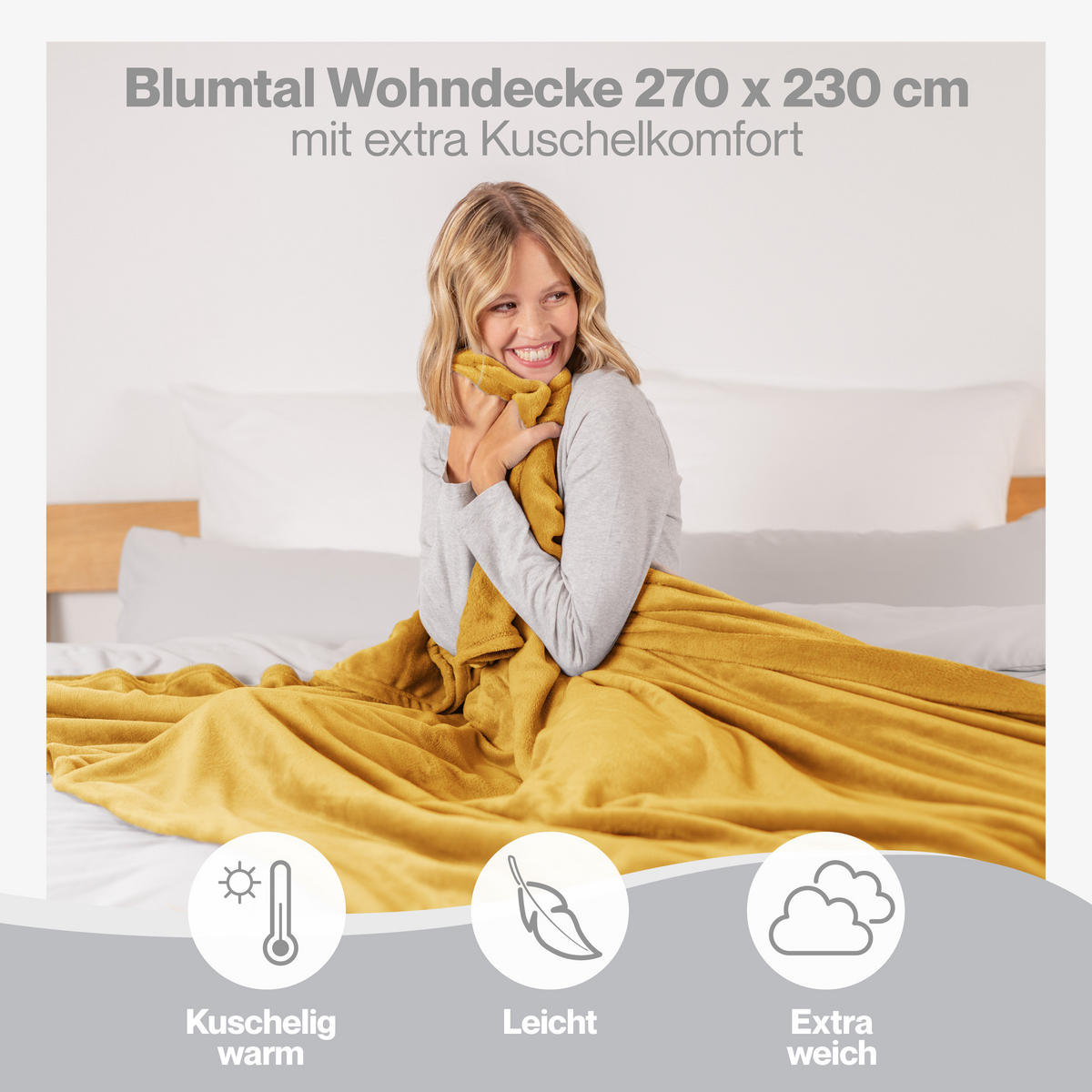 KUSCHELDECKE Anton 270/230 cm, Gelb - Gelb, Textil (270/230cm) - Blumtal