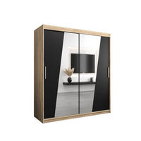 SCHWEBETÜRENSCHRANK 200/180/62 2-türig - Silberfarben/Schwarz, Holz/Kunststoff (180/200/62cm) - Abiks Möbel