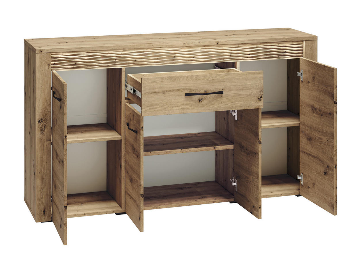 SIDEBOARD Artis Artisan Eiche, 165 / 40 / 94cm - Eiche Artisan/Braun, Holz/Holzwerkstoff (165/94/40cm) - Feldmann-Wohnen