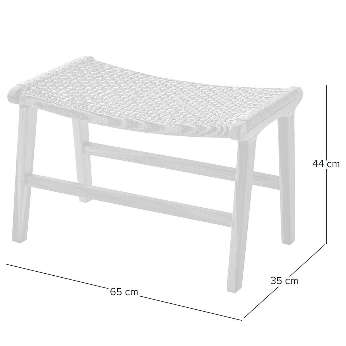 HOCKER - Papiergeflecht / Teakholz massiv, Natur / Teak - Teakfarben, Naturmaterialien (65/44/35cm) - home24