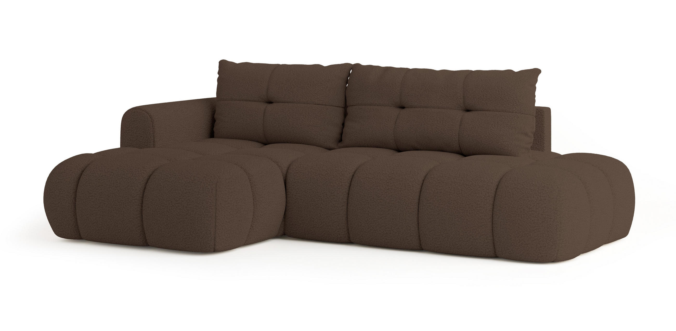 ROHOVÁ SEDAČKA FLUMA hnědá - černá/hnědá, dřevo/textil (279/158cm) - MASSENO